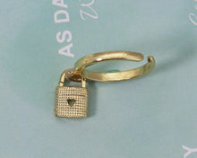 Load image into Gallery viewer, CZ Lock Adjustable Ring, Sku#X303