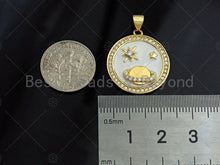Load image into Gallery viewer, Enamel Earth Star On White Enamel charm, White Enamel Pendant, Enamel Round charm, Round Coin jewelery, 23mm,sku#LK57