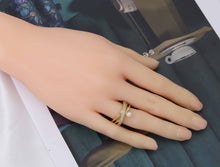 Load image into Gallery viewer, CZ Gold Pearl Cross Ring, Sku#X345
