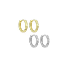 Load image into Gallery viewer, Gold Silver Wheat Patten Small Hoop Earrings, Sku#A292