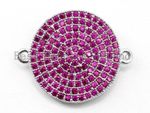 Load image into Gallery viewer, CZ Micro Pave Fuchsia Round Disc Connector,16x19mm, SKU#A45c