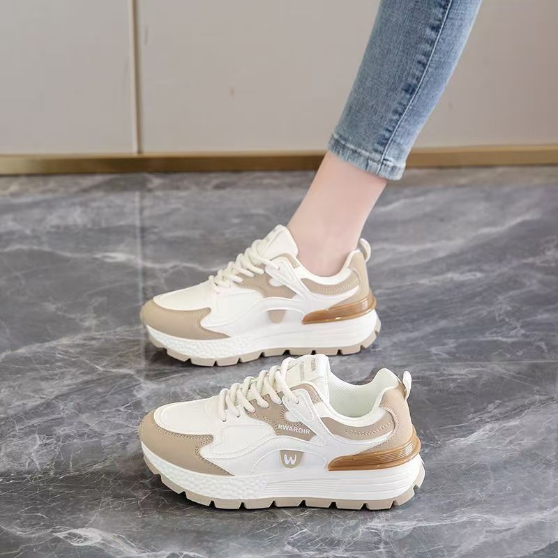 Women's Lace-Up PU Leather Sneakers | Thick Non-Slip Rubber Sole | Casual Low-Top Shoes