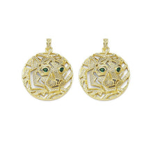 Load image into Gallery viewer, Clear CZ Gold Tiger Lion Head Pendant, Sku#LX318