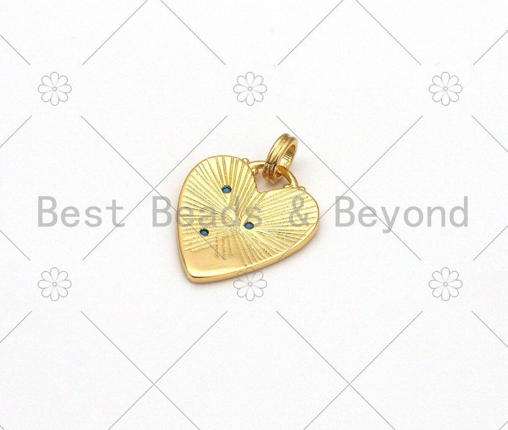 Clear/Fuchsia/Turquoise/Cobalt CZ Micro Pave North Star On Heart Shape Pendant,18K Gold Filled Heart Charm,15x18mm, Sku#ML52