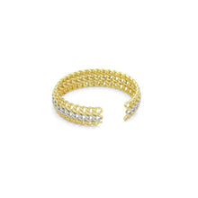 Load image into Gallery viewer, Gold Silver Dual Color Cuban Chain Cuff Adjustable Bracelet, Sku#LK1130