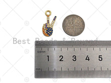 Load image into Gallery viewer, Colorful CZ Micro Pave Peace Hand Charm, Victory Sign Shape charm, Peace Hand Symbol Charm, Hand Sign Charm, 10x21mm, sku#B125