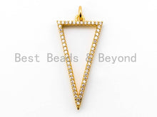Load image into Gallery viewer, CZ Micro Pave Hollow Triangle Pendant, Cubic Zirconia Pendant Charm, Gold/Silver/Black, 32x16mm, SKU#F220