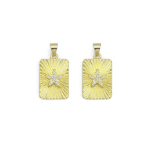 Load image into Gallery viewer, CZ Star Radical Rectangle Dog tag Charm, Sku#LX363