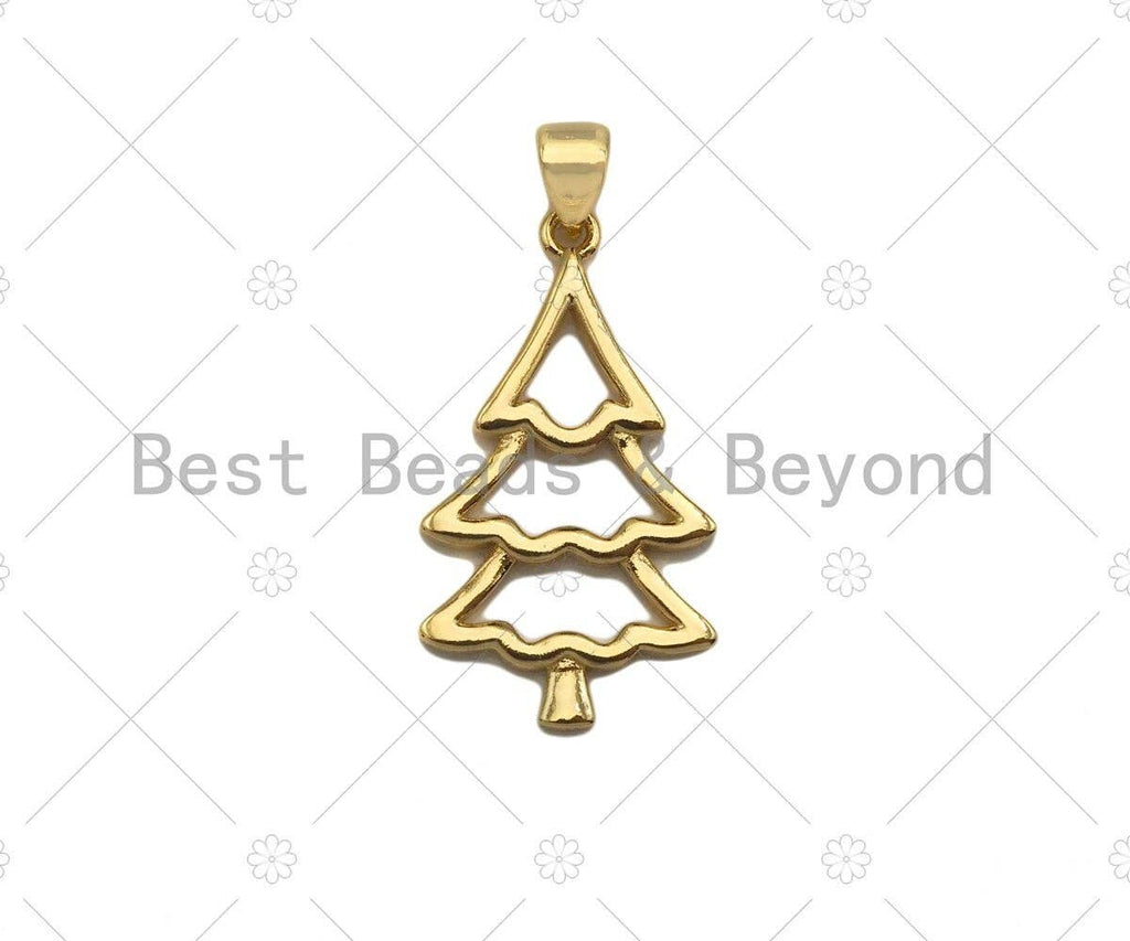 18k Gold Color Christmas Tree Shape Pendant, Dainty Gold Pendant, Christmas Charm, ,27x15mm, Sku#LK205