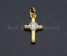 Load image into Gallery viewer, Dainty CZ Micro Pave Star Sun Cross Heart Shape Charm/Pendant, Diamond Gold Plated Charm, Gold Pendant, Gold plated charm, Sku#JL13