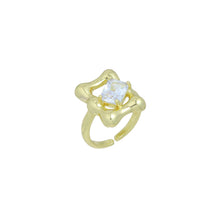 Load image into Gallery viewer, Hammered  Square CZ Rectangle Statement Adjustable Ring, Sku#LD678