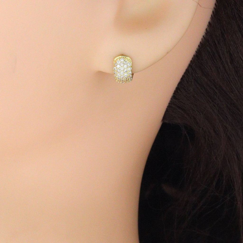 Gold Silver CZ Round Hoop Earrings, Sku#A475
