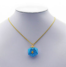 Load image into Gallery viewer, Gold Hexagon Gemstone Pendant, Sku#LY04