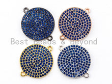 Load image into Gallery viewer, CZ Micro Pave Blue Round Disc Connector Pendant,16mm,SKU#A46