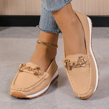 Load image into Gallery viewer, Women's Metal Chain Flat Slip-On Loafers | Breathable PU Preppy Flats