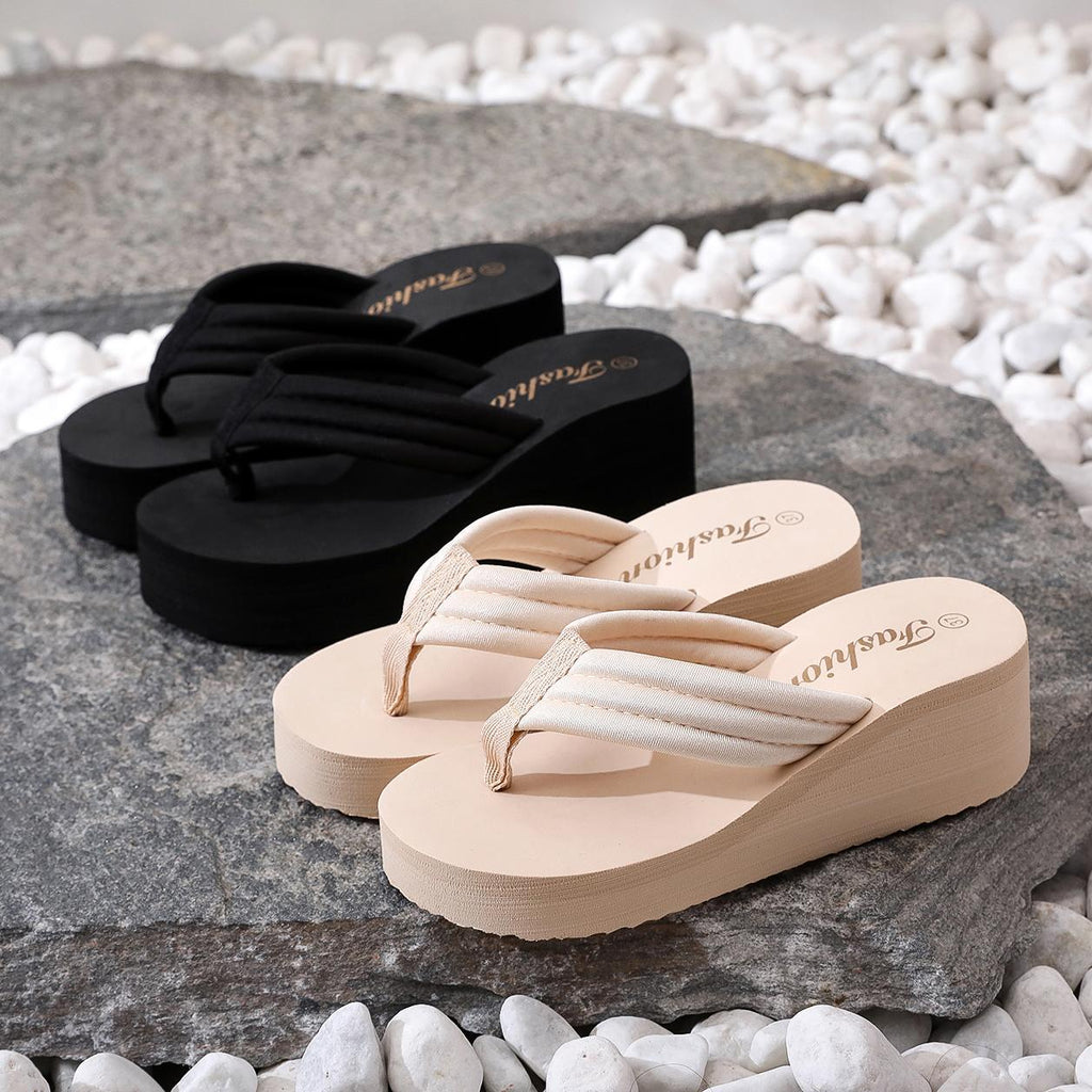 Women's Ultra-High Heel Sandals | Open-Toe Elastic Fabric Platform Flip-Flops