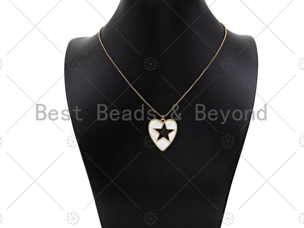 Enamel Colorful Star On Heart Shape Pendant, Enamel Jewelry,Sku#L486