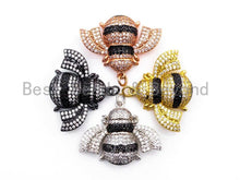Load image into Gallery viewer, BEE Inspired Pendant, CZ Micro Pave insect Inspired pendant, Cubic Zirconia Focal Pendant,Gold/Rose Gold/Silver/Black,26x33x7mm,SKU#F453