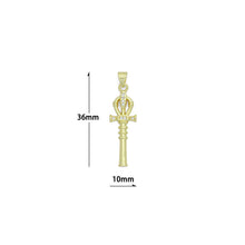 Load image into Gallery viewer, Clear CZ Gold Magic Stick Cross Key Charm Pendant, Sku#LK1164