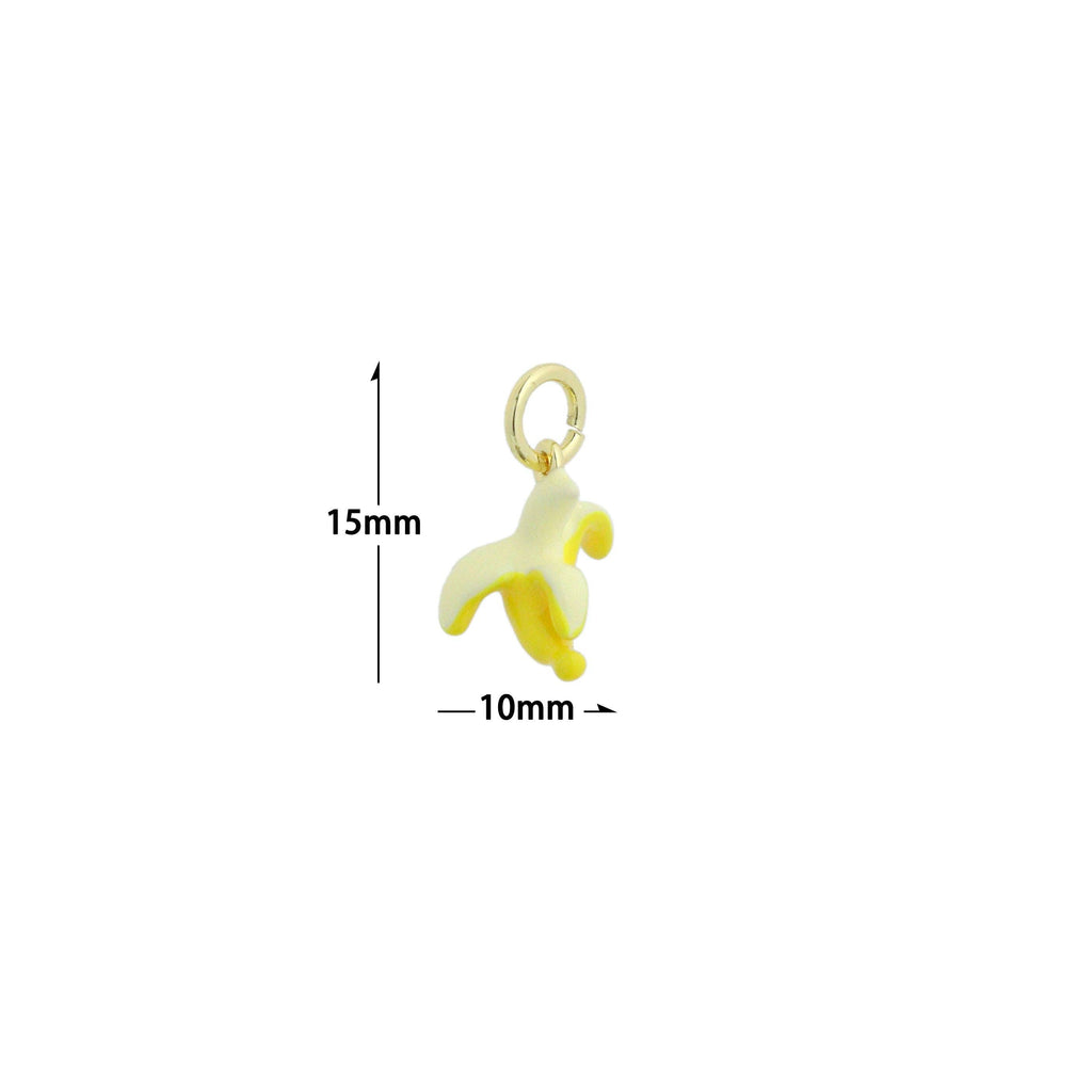 Enamel Banana Gold Charm Pendant,Sku#LX846