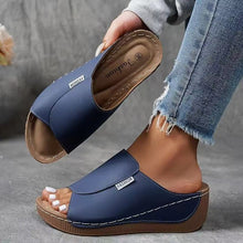 Load image into Gallery viewer, Women's Plus Size Chunky Sole Open Toe Slippers – Casual PU Slides