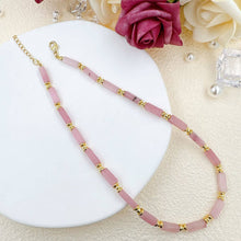 Load image into Gallery viewer, 4mm Pink Gemstone Necklace with Gold filled Spacer, EF551