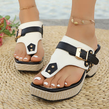 Load image into Gallery viewer, Chunky Heel Metal Buckle Sandals
