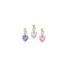 Load image into Gallery viewer, Clear Pink Purple Drop Heart Charm, Sku#LK918