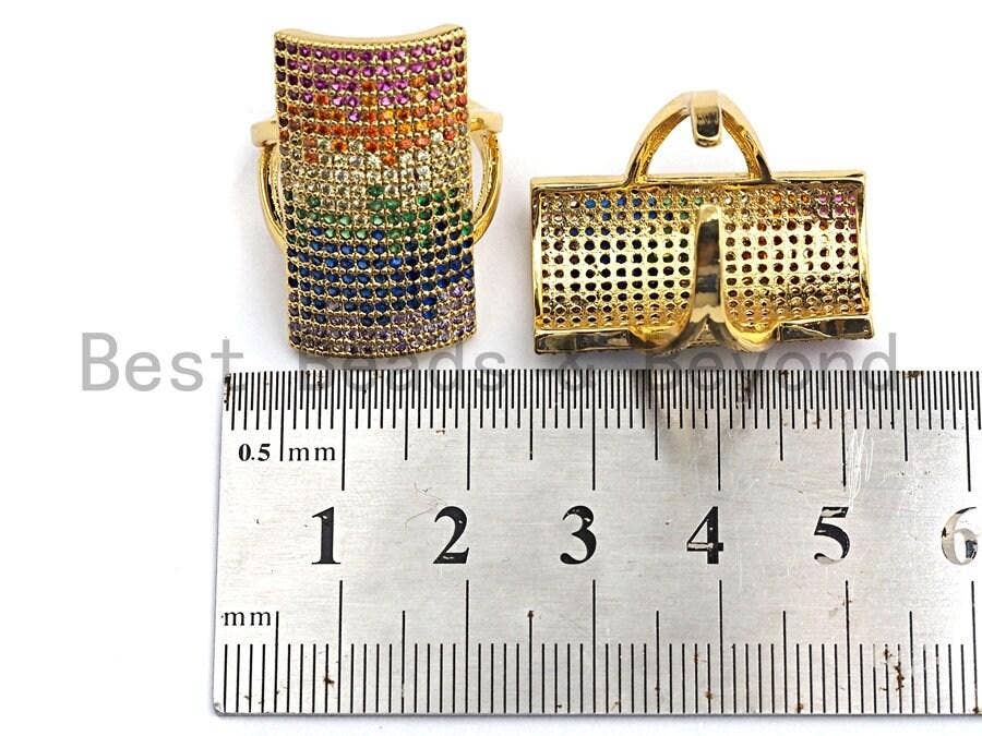 Colorful CZ Rectangle Shape Open Ring, Sku#X62