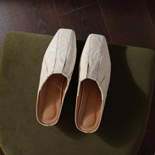 Load image into Gallery viewer, Women's Washed Cowhide Square-Toe Mules | Low Block Heel Backless Shoes