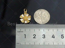 Load image into Gallery viewer, CZ Micro Pave White Enamel Daisy Flower Charm, 18K Gold Filled Flower Charm, Necklace Bracelet Charm Pendant, 13mm, Sku# Y268