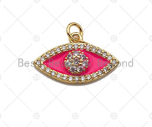 Load image into Gallery viewer, Colorful Enamel PAVE Evil Eye Pendant, Protection Eye Pendant, Gold Enamel Evil Eye Pendant, Pave enamel jewelry Findings,12x20mm,sku#LD14