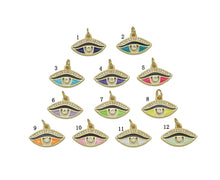 Load image into Gallery viewer, Colorful CZ Enamel Evil Eye Pendant, Sku#F1468C