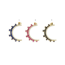 Load image into Gallery viewer, Black Fuchsia Cobalt  CZ Cresent Moon Charm, Sku#L688