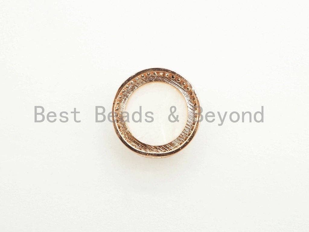 CZ Micro Pave Gilding Hamsa Hand on Mother of Pearl Disc Bea