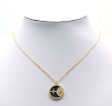 Load image into Gallery viewer, Gold North Star Moon on Lapis Charm, Sku#L706
