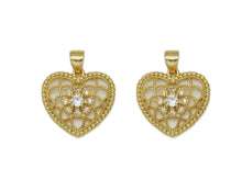Load image into Gallery viewer, CZ Filigree Heart Charm, Sku#LK606