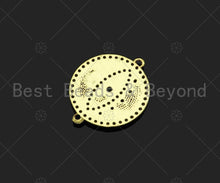 Load image into Gallery viewer, Gold Filled CZ Micro Pave Evil Eye On Round Coin Shape Connector,18K Gold Filled Connector, Necklace Bracelet Connector,22x18mm,Sku#LK351