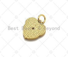Load image into Gallery viewer, Gold Filled Flower on Heart Shape Pendant, Micro Pave CZ 18K Gold Filled Charm, Necklace Bracelet Charm Pendant,13x15mm,Sku#Z1354