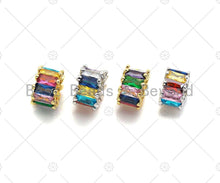 Load image into Gallery viewer, Clorful Baguette CZ Micro Pave Big Hole Beads, Clorful Cubic Zirconia Spacer Beads, European Large Hole Beads,5x9mm,sku#G427