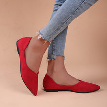 Load image into Gallery viewer, Women's Pointed-Toe Suede Flats | Plus Size Low-Top Shoes | Breathable Slip-On