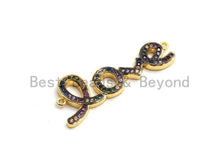Load image into Gallery viewer, Rainbow CZ Micro Pave Love Letter Connector, Cubic Zirconia Love Pave Connector, Pave Connector, 12x34mm,sku# E420C