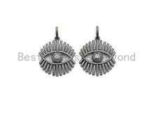 Load image into Gallery viewer, CZ Micro Pave Sparkly Eyelash Shape Pendant, Antique Silver Tone, Cubic Zirconia Pave Pendant, 27x30mm,sku#X131