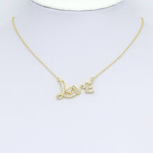 Load image into Gallery viewer, Gold Clear Baguette CZ Love Charm Pendant, Sku#LK962