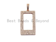 Load image into Gallery viewer, Clear CZ Micro Pave Hollow out Rectagular Shape Pendant, Gold/Rose Gold/Silver/Gunmetal Geometric Frame shape pendant, 20x45mm, sku#X58
