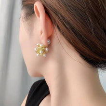 Load image into Gallery viewer, Gold Silver White Pearl Cluster Stud Earrings, Sku#L742