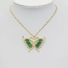 Load image into Gallery viewer, Micro Pave Green Jade Butterfly Pendant, Sku#LX360