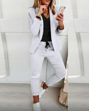 Load image into Gallery viewer, Lapel Blazer &amp; Drawstring Trousers OL Suit – 12 Colors XS–3XL
