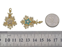 Load image into Gallery viewer, Gold CZ MOP/Turquoise Five Point Star Snowflake Charm, Sku#L702