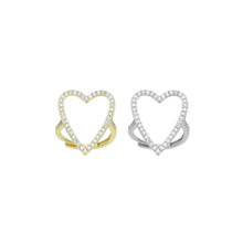 Load image into Gallery viewer, Clear CZ Open Heart Statement Adjustable Ring, Sku#A338